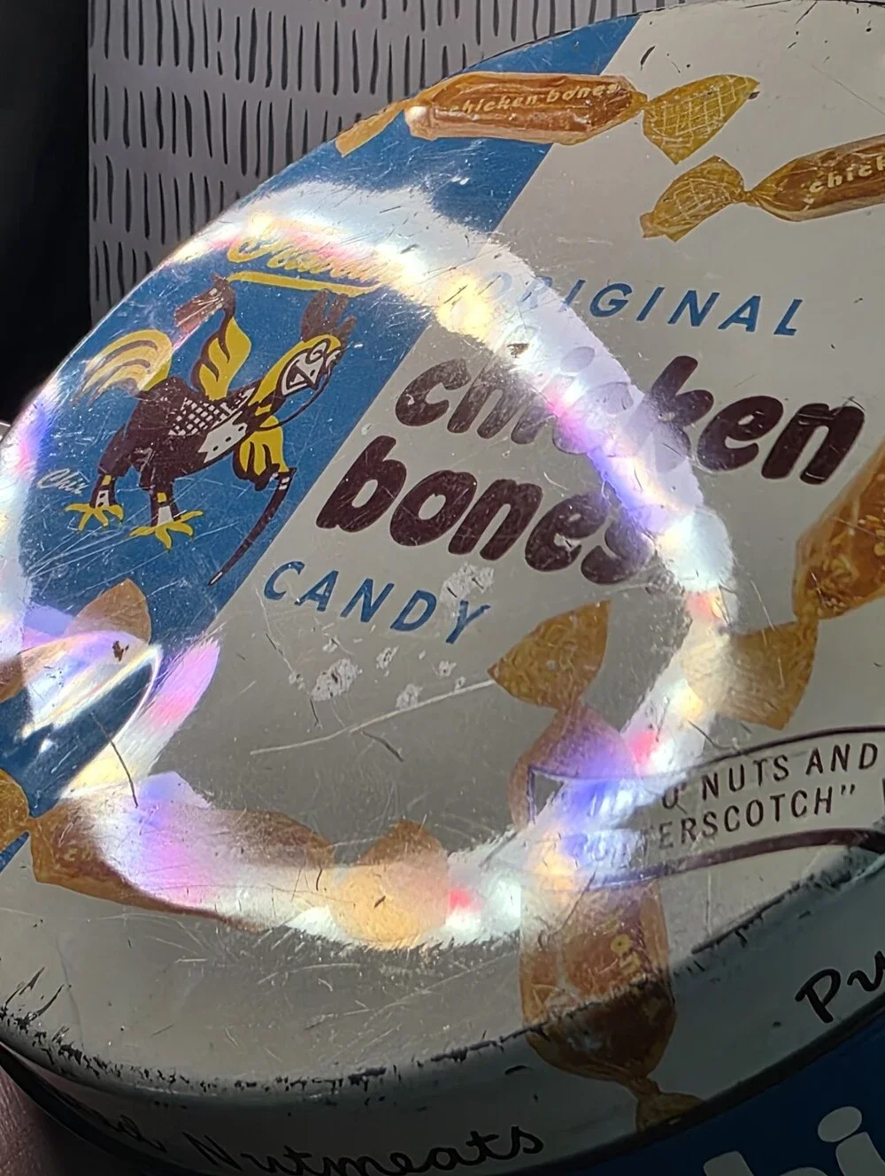 1940s Chicken Bones Hard Candies Can Original Tin - Flavour Candy Company